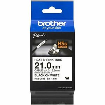 Etiqueta de cable Brother HSE251E- 17.70mm Width x 1500mm Longitud - Cinta - Negro sobre blanco 1