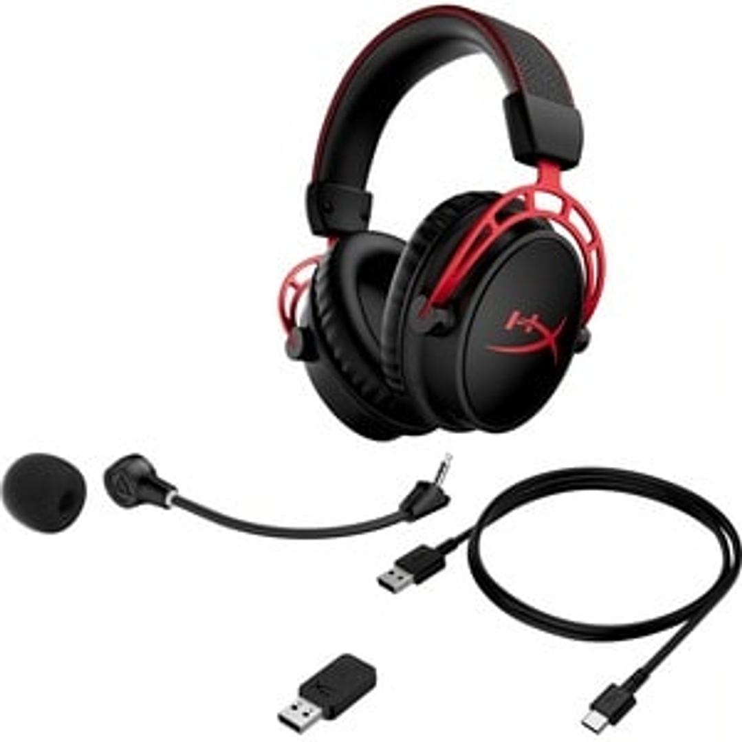 Auriculares de gaming HyperX Cloud Alpha Inalámbrico Sobre la oreja Estéreo - Rojo negro - Binaural - Circumaural - 2000cm - 62Ohm - 15Hz a 21kHz - Bi-Direccional 1