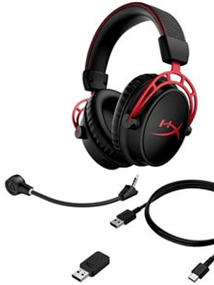 Auriculares de gaming HyperX Cloud Alpha Inalámbrico Sobre la oreja Estéreo - Rojo negro - Binaural - Circumaural - 2000cm - 62Ohm - 15Hz a 21kHz - Bi-Direccional