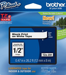 Cinta blanca-Texto negro TZE231 12mm tape F/PT2700