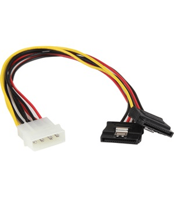 Adaptador Cable de 30cm Divisor Molex 4 Pines a Doble SATA con Cierre Seguridad Bloqueo Pestillo Latches - 2x SATA - 1x LP4