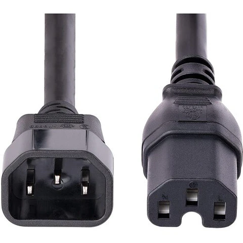 Cable de Extensión de Servicio Pesado de 3m - Cable Alargador C14 a C15 - 15A 125V - 14AWG - Cable Alargador de Corriente de Alto Calibre - Cable de Corriente CA