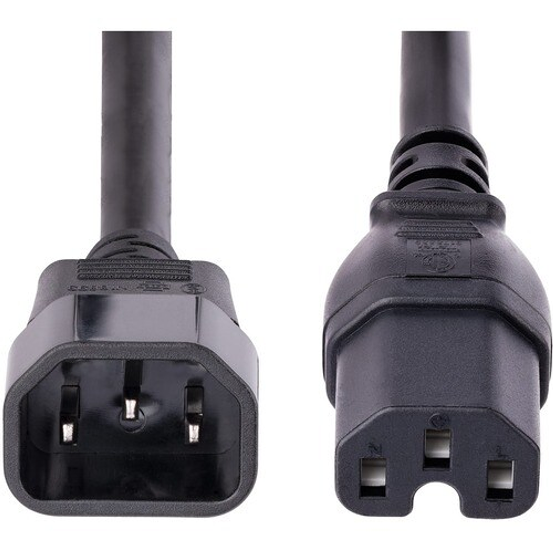 Cable de Extensión de Servicio Pesado de 3m - Cable Alargador C14 a C15 - 15A 125V - 14AWG - Cable Alargador de Corriente de Alto Calibre - Cable de Corriente CA 1