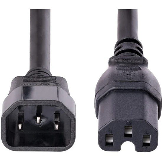 Cable de Extensión de Servicio Pesado de 3m - Cable Alargador C14 a C15 - 15A 125V - 14AWG - Cable Alargador de Corriente de Alto Calibre - Cable de Corriente CA 1