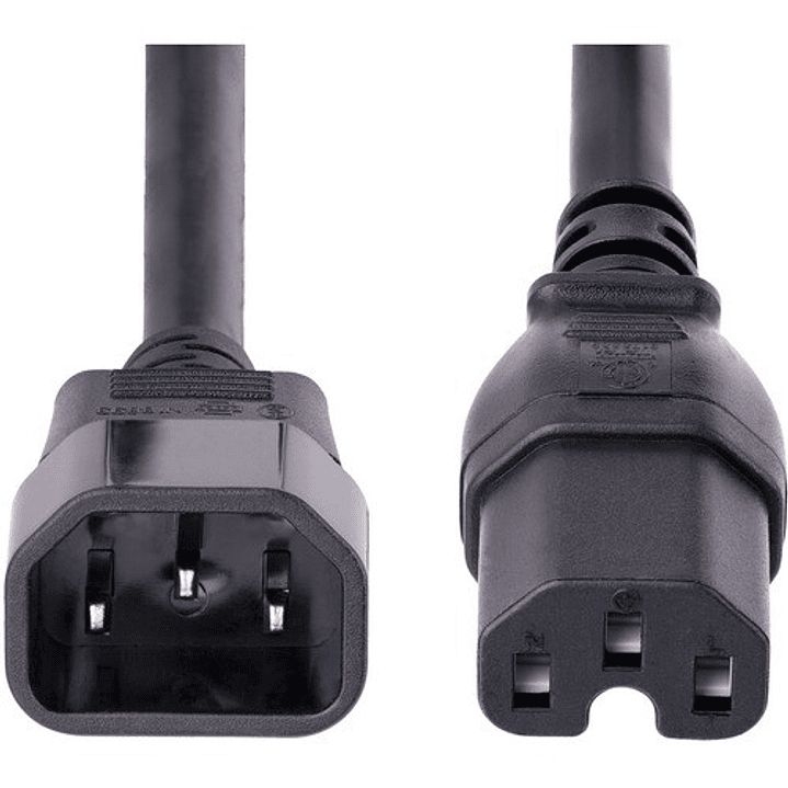 Cable de Extensión de Servicio Pesado de 3m - Cable Alargador C14 a C15 - 15A 125V - 14AWG - Cable Alargador de Corriente de Alto Calibre - Cable de Corriente CA 1