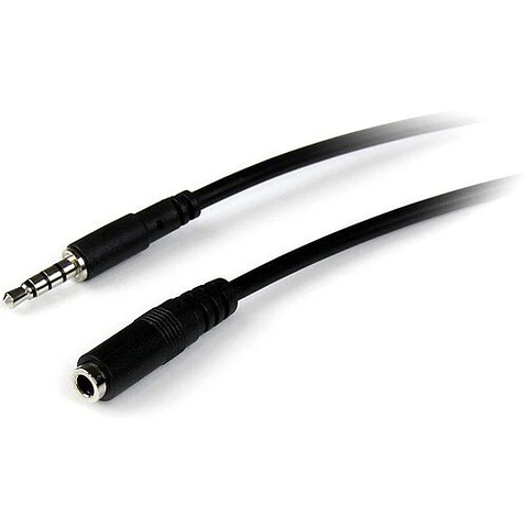 Cable de 2m de Extensión Alargador de Auriculares Headset Mini-Jack 3,5mm 4 pines Macho a Hembra - Cable for Auricular, Auriculares, iPhone, Teléfono Móviles