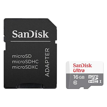 Tarjeta MicroSDHC SanDisk Ultra 16GB Class 10 UHS-I con Adaptador SD 1