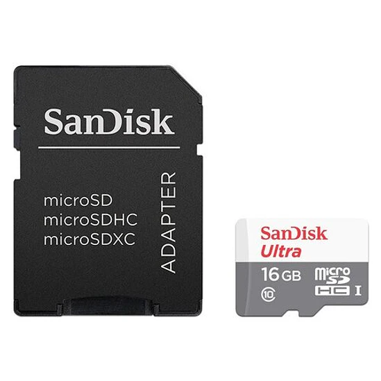 Tarjeta MicroSDHC SanDisk Ultra 16GB Class 10 UHS-I con Adaptador SD 1