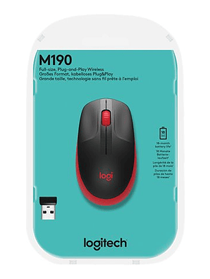 Mouse Logitech M190 Wireless Rojo inalámbrico 910-005904