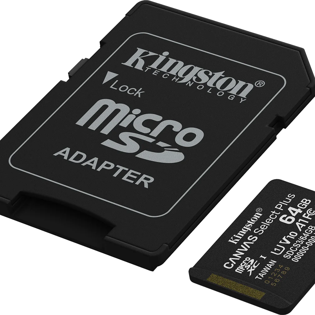 Tarjeta de memoria flash Kingston 64 GB microSD Canvas Select SDCS3/64GB 1