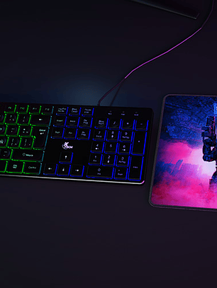 Combo para videojuegos Hasha teclado multimedia en español, mouse y alfombrilla (XTK-535S)