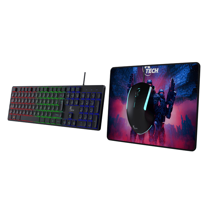 Combo para videojuegos Hasha teclado multimedia en español, mouse y alfombrilla (XTK-535S) 1