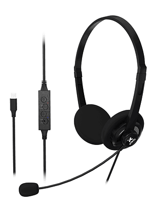 Audífonos con cable USB-C® para conferencias, con micrófono ENC y controles en línea (XTH-245)