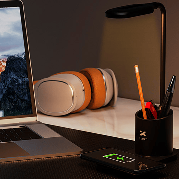 Lámpara LED de escritorio con portalápices y base de carga inalámbrica (XTA-701) 2