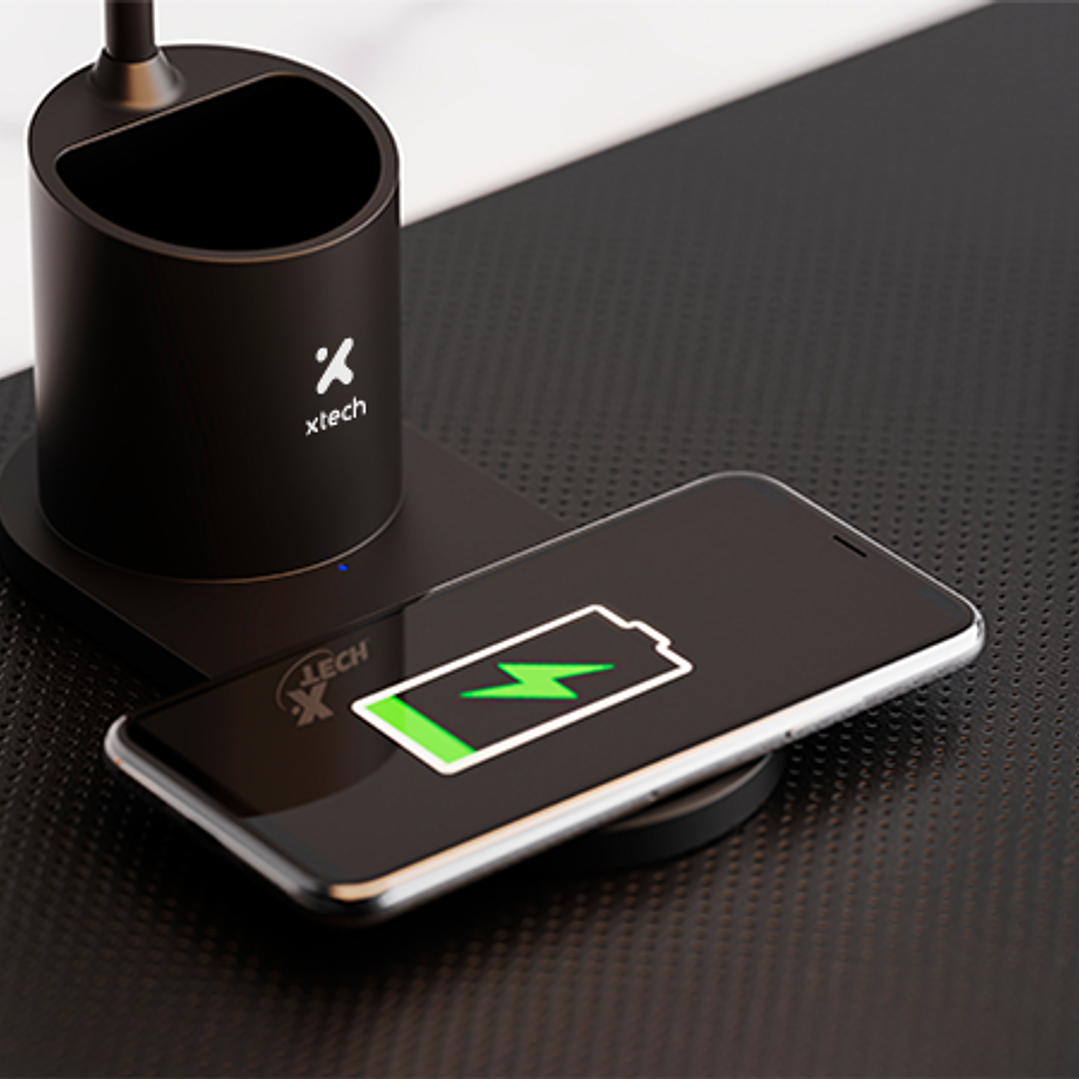 Lámpara LED de escritorio con portalápices y base de carga inalámbrica (XTA-701) 4