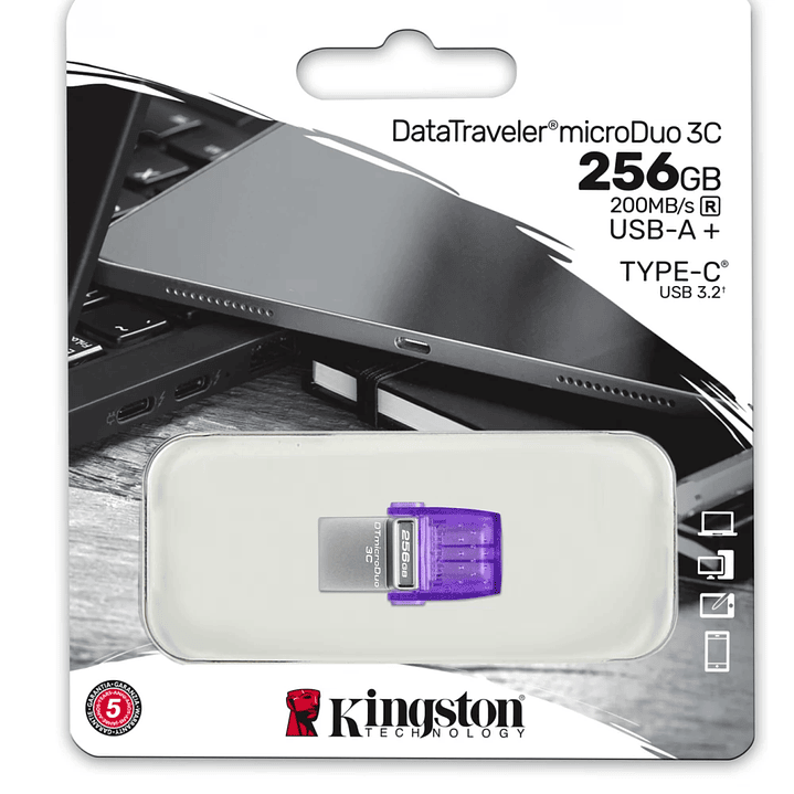 Unidad flash USB Kingston 256 GB microDuo 3C DataTravel 1