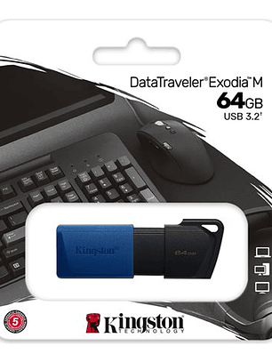 Unidad flash USB Kingston - 64GB USB 3.2 Gen1 DataTraveler Exodia M