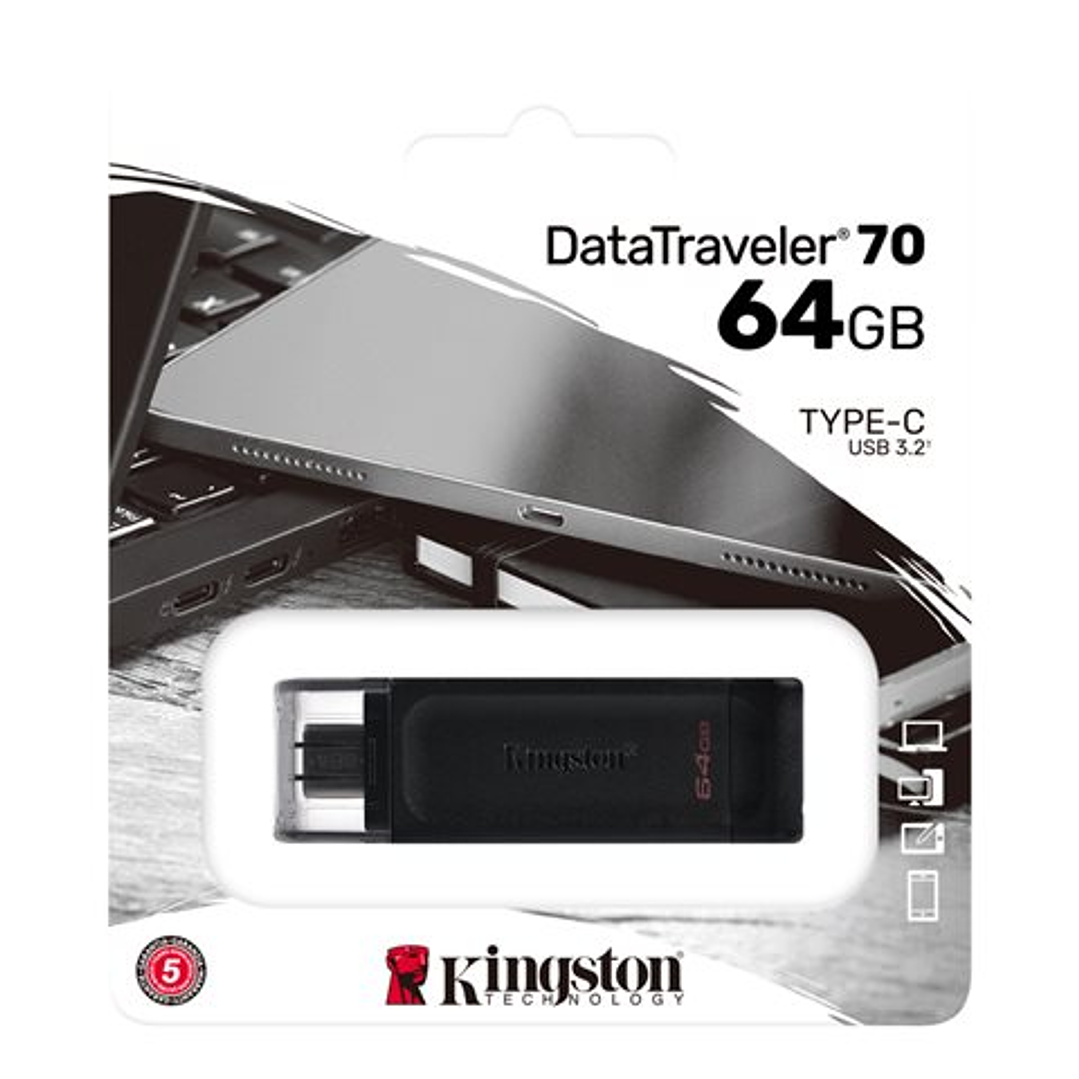 Unidad flash USB Kingston 64GB USB-C Datatraveler 70 DT70/64GB 1