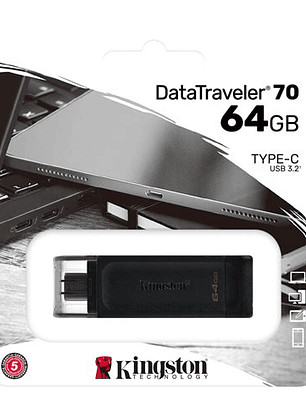 Unidad flash USB Kingston 64GB USB-C Datatraveler 70 DT70/64GB
