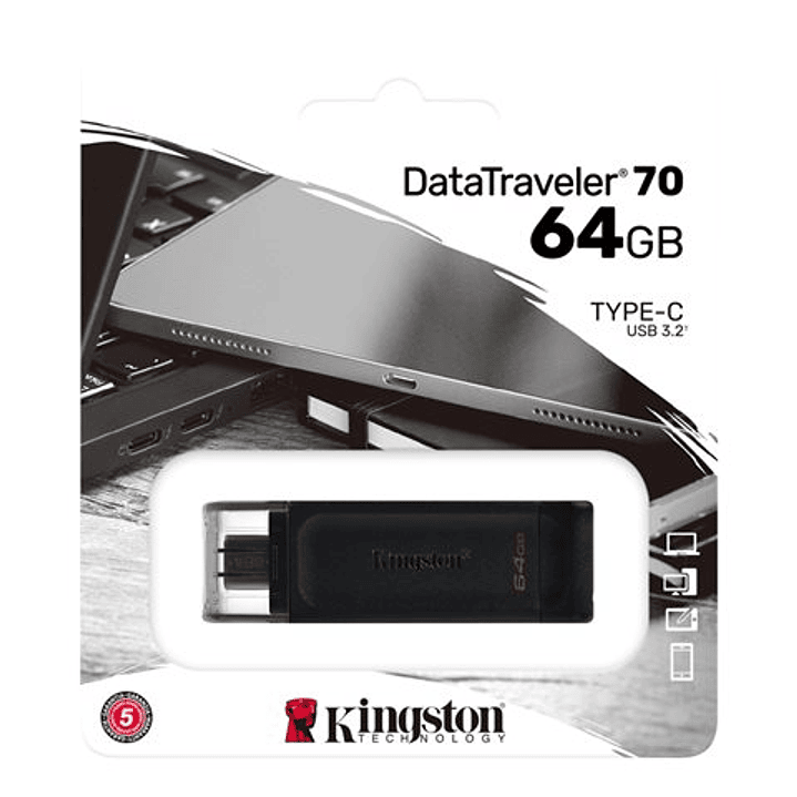 Unidad flash USB Kingston 64GB USB-C Datatraveler 70 DT70/64GB 1