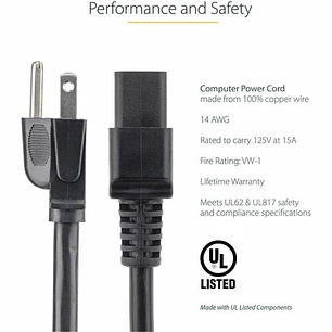 Cable Poder NEMA 5-15P a C19 3m StarTech