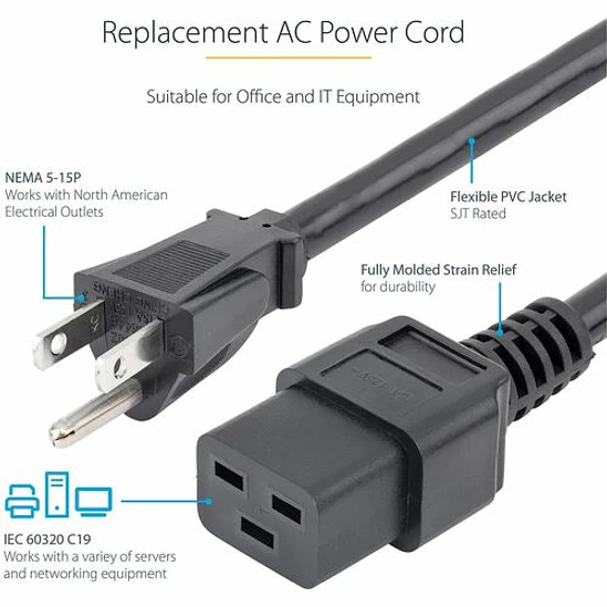 Cable Poder NEMA 5-15P a C19 3m StarTech 3