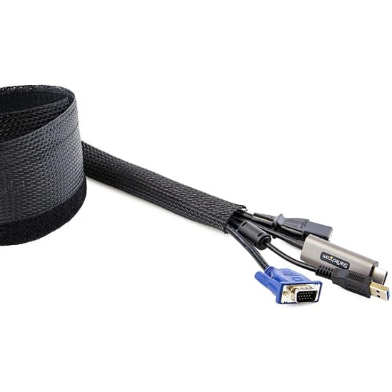 Organizador de Cables StarTech.com 3m Negro WKSTNCMFLX 3
