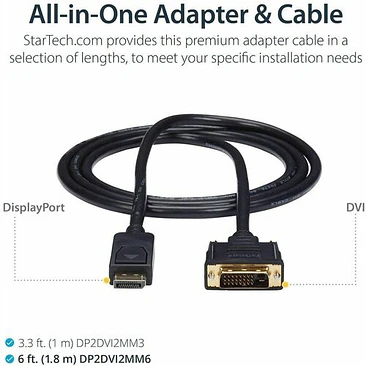 Cable Adaptador DisplayPort a DVI-D StarTech 1.83m DP2DVI2MM6 3