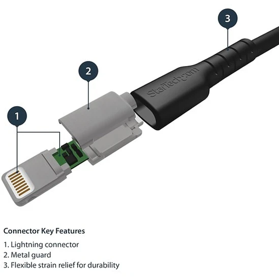 Cable USB-A a Lightning StarTech 1 Metro MFi Negro 3