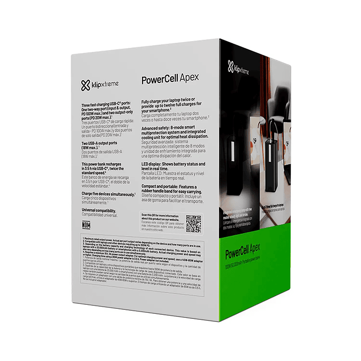 Batería Externa Power Bank Klip Xtreme KPB-900 50000mAh 100W USB-C USB-A 5