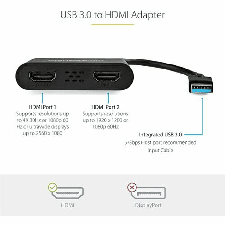 Adaptador USB 3.0 a HDMI StarTech USB32HD2 4K 6