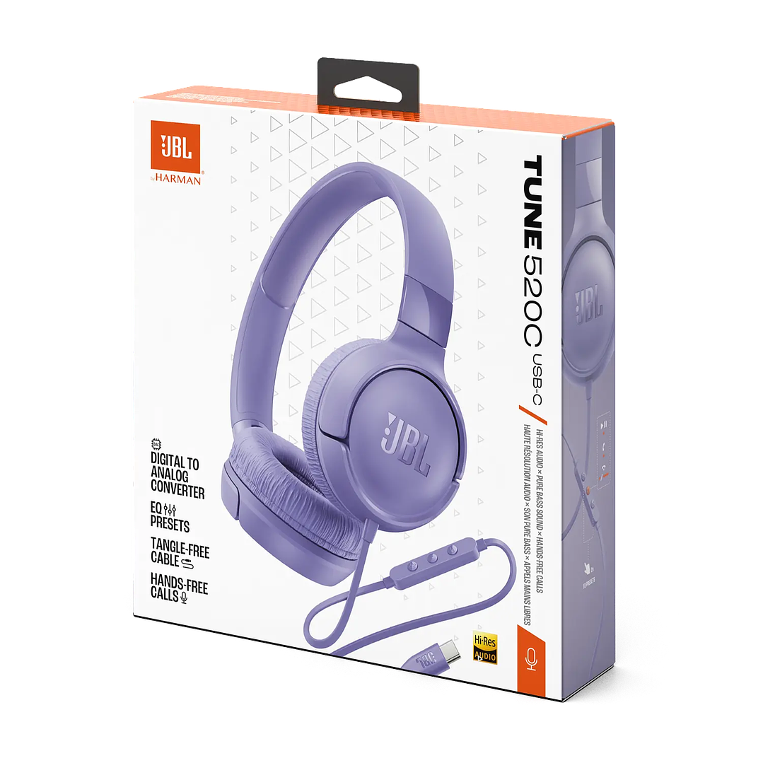 Audífonos JBL Tune 520C USB-C Hi-Res Morado con Micrófono 6