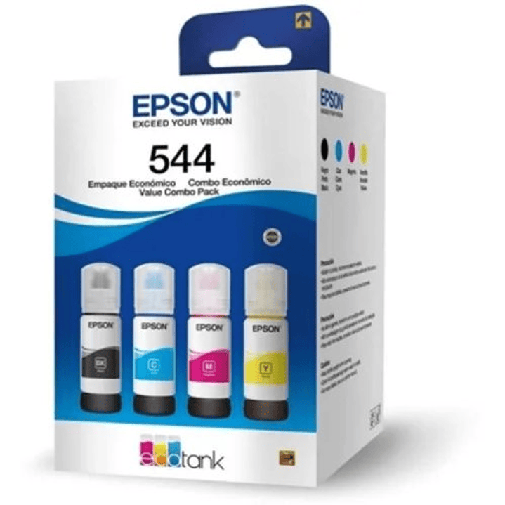 Pack tinta Epson T544 CMYK original 4 botellas recarga (Negro, Cian, Magenta, Amarillo) 1