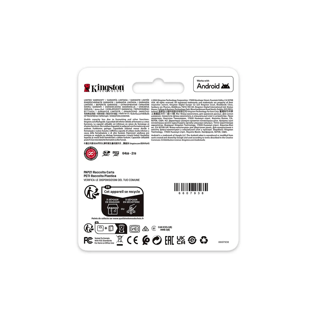 Tarjeta MicroSD Kingston 512GB Canvas Go Plus microSDXC 4