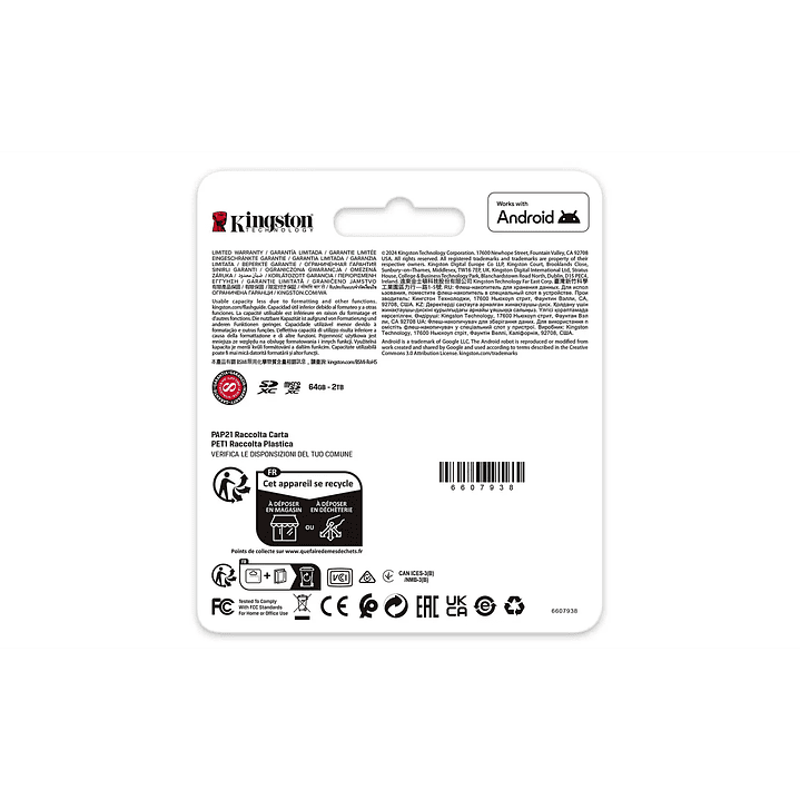 Tarjeta MicroSD Kingston 512GB Canvas Go Plus microSDXC 4