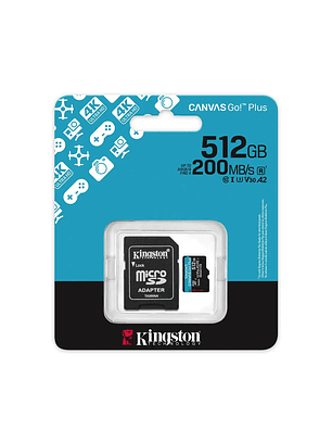 Tarjeta MicroSD Kingston 512GB Canvas Go Plus microSDXC