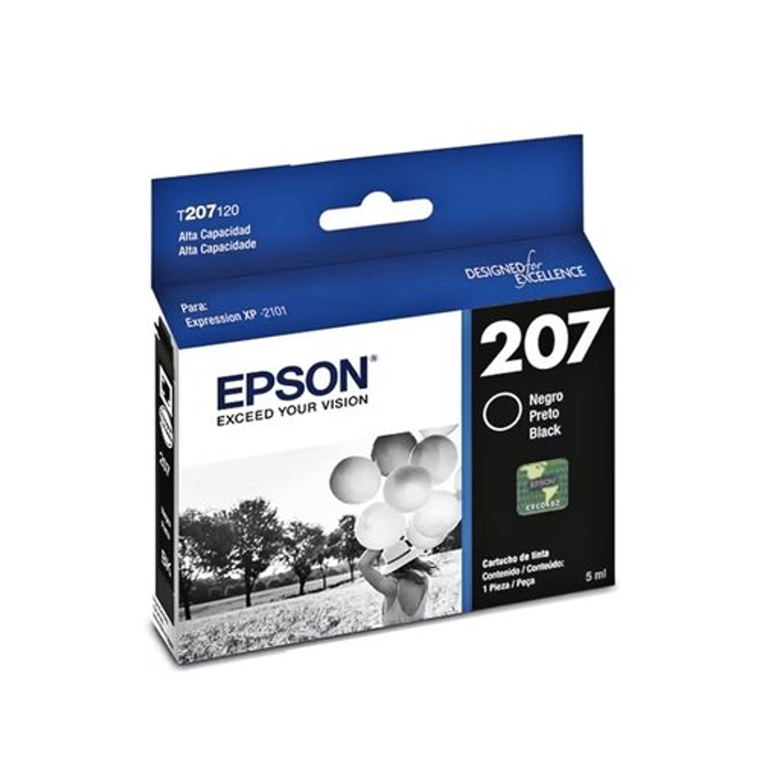 Cartucho Epson T207 Negro Alto Rendimiento Original 1