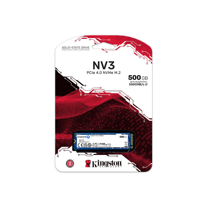 Unidad SSD Kingston NV3 500GB NVMe M.2 2280 6000MB/s SNV3S/500G 1