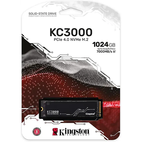 Unidad SSD Kingston KC3000 1TB NVMe PCIe 4.0 M.2 2280 7000MB/s SKC3000S/1024G