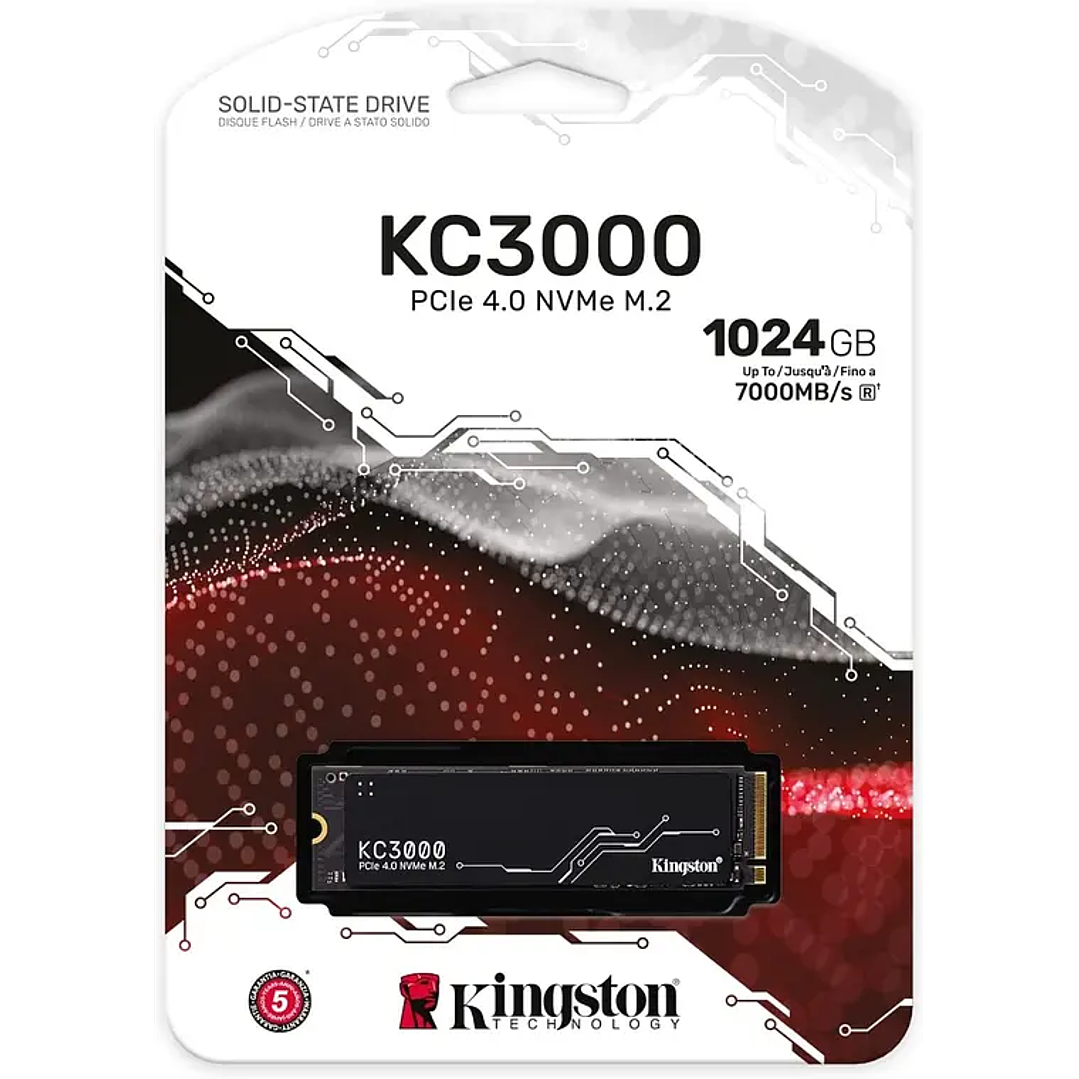 Unidad SSD Kingston KC3000 1TB NVMe PCIe 4.0 M.2 2280 7000MB/s SKC3000S/1024G 1