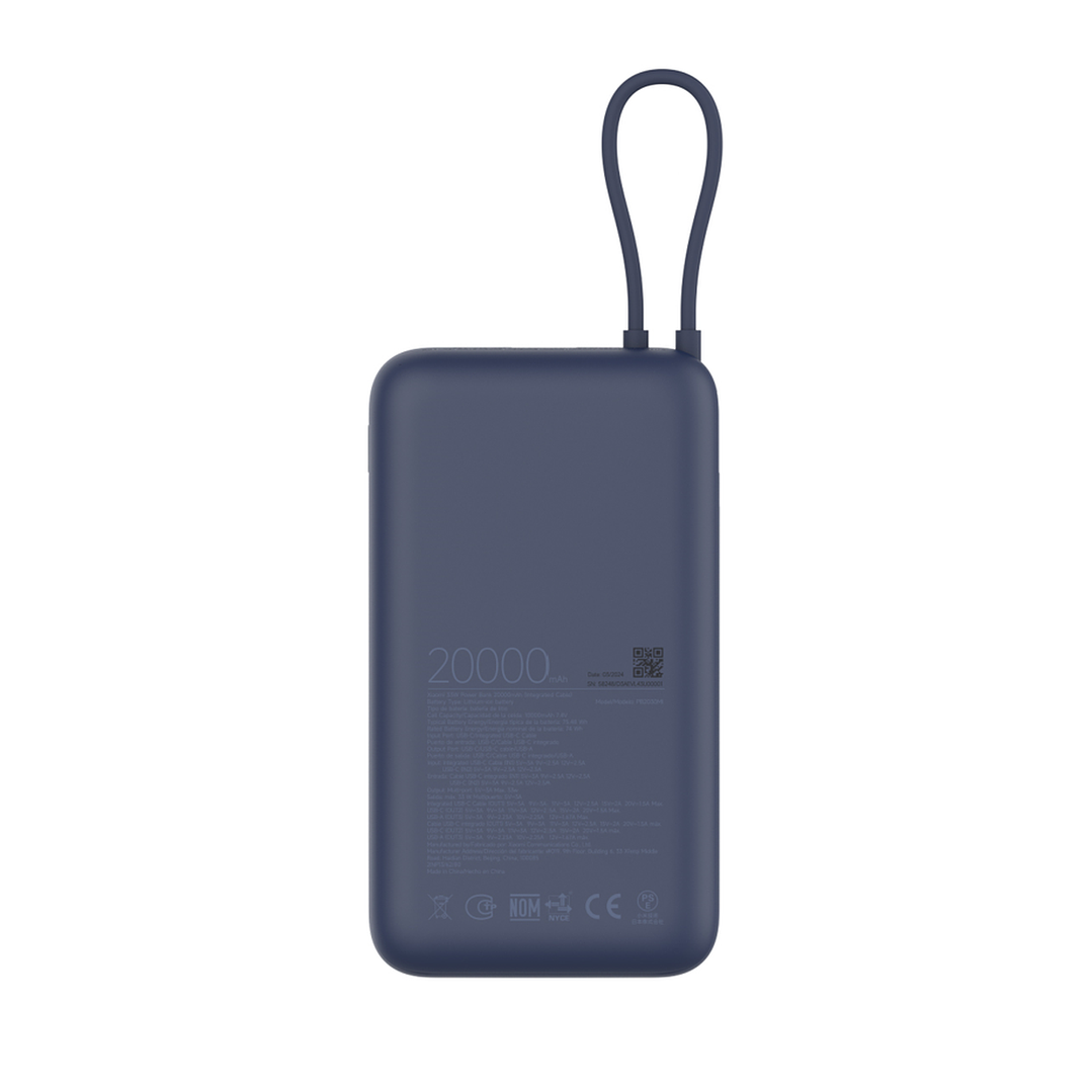 Power Bank Xiaomi 20000mAh 33W Cable Integrado Azul 2