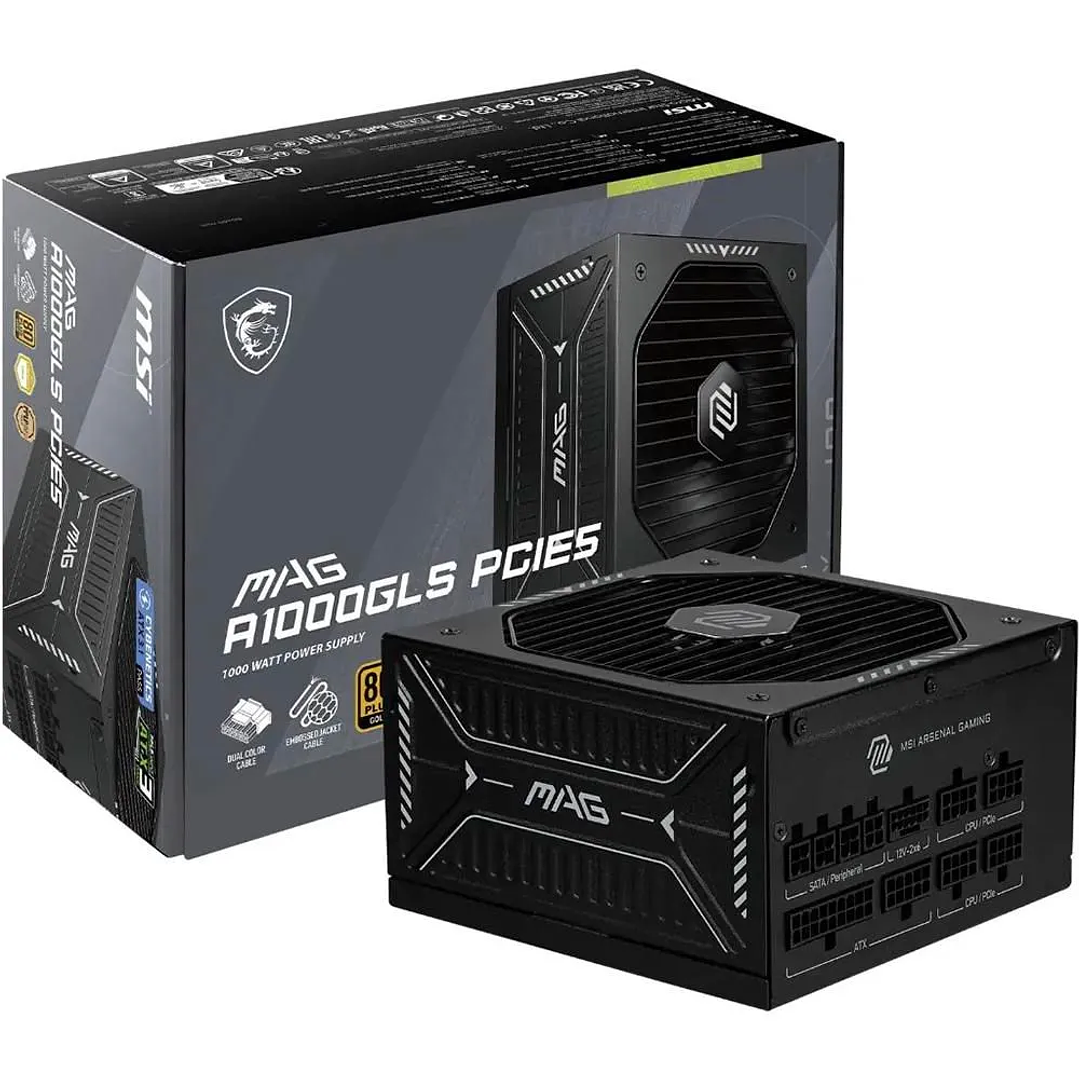 Fuente Poder MSI MAG A1000GLS 1000W PCIe 5 Modular 1