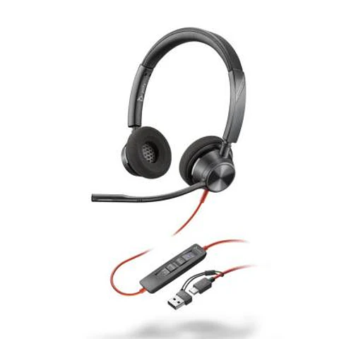 Audífonos HP Poly Blackwire 3320 USB-C Microsoft Teams con Adaptador USB-A