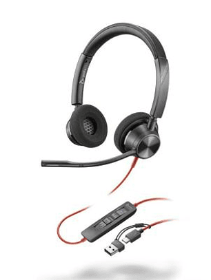 Audífono Poly Blackwire 3320 USB-C USB-A Stereo Oficina