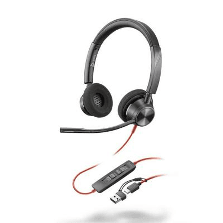 Audífono Poly Blackwire 3320 USB-C USB-A Stereo Oficina 1