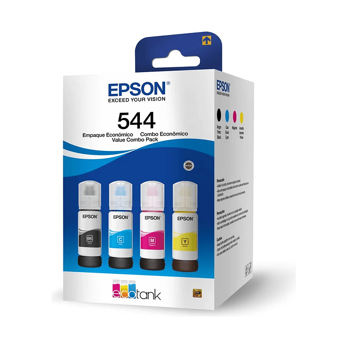Botellas Tinta Epson T544 Pack 4 Colores Original (Negro, Cian, Magenta, Amarillo) 1