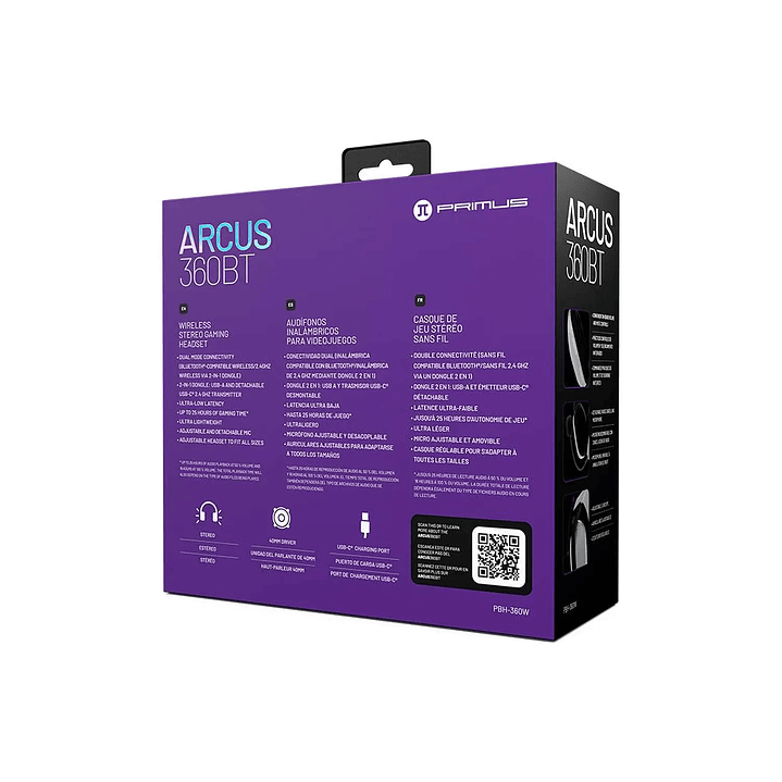 Audífonos Primus Gaming Arcus 360 Wireless Blanco 3