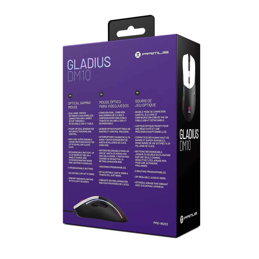 Mouse Primus Gaming PMO-W203 Wireless RGB 10000 DPI 4