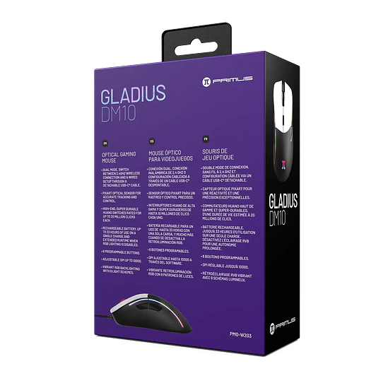 Mouse Primus Gaming PMO-W203 Wireless RGB 10000 DPI 4