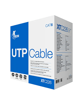 Cable UTP CAT6 Xtech 305m 24AWG Gris Caja